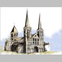 The drawing shows how the priory would have looked in the 13th century, by Diane Earl.jpg